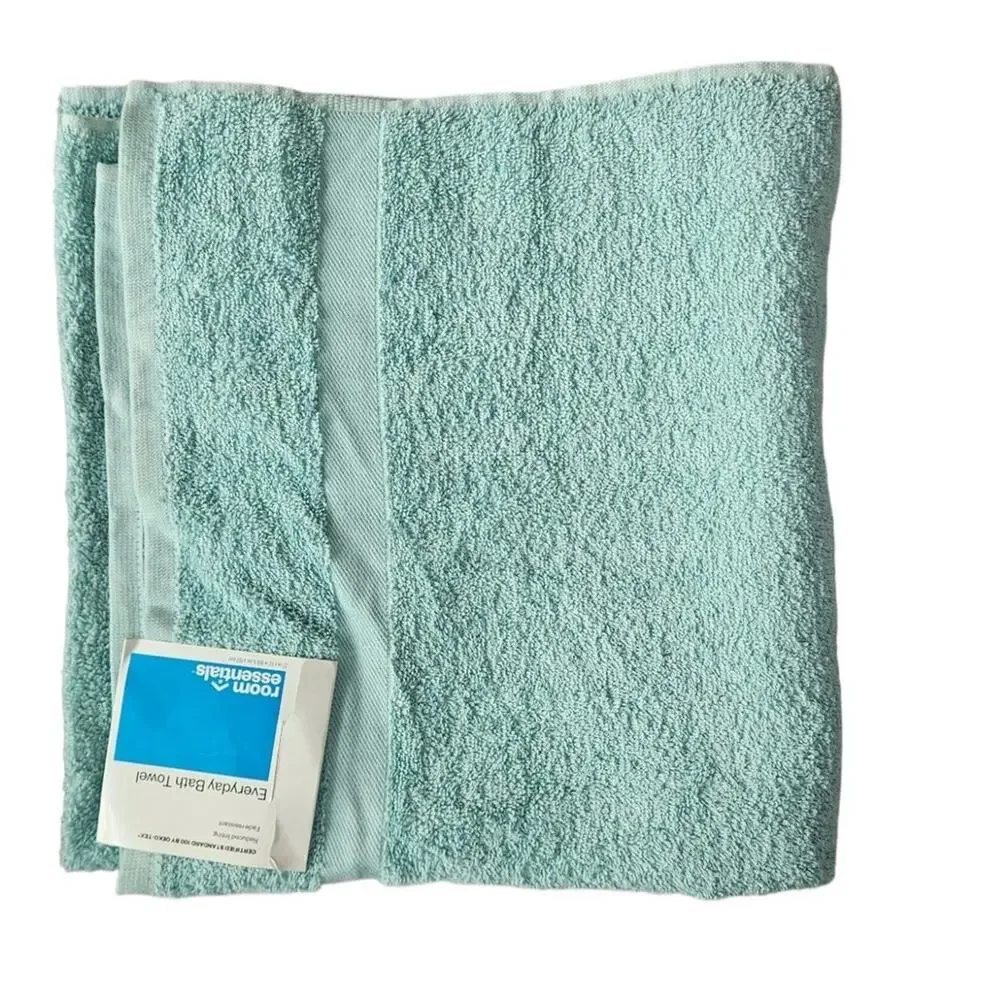 Room Essentials Everyday Bath Towel Okeo-Tex  27x52 Aqua Mint Set of 2 NWT